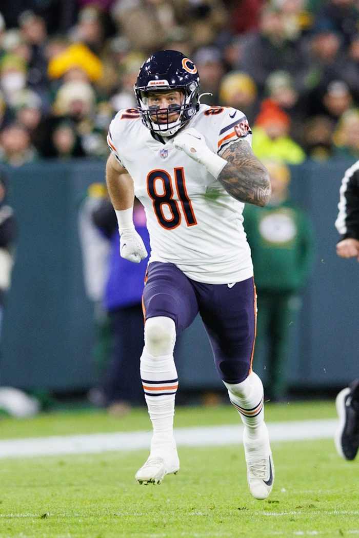 Chicago Bears tight end J.P. Holtz (81) against the Green Bay Packers. Mandatory Credit: Jeff Hanisch-USA TODAY Sports